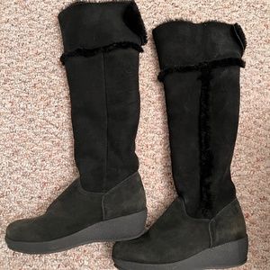 Suede knee high boots